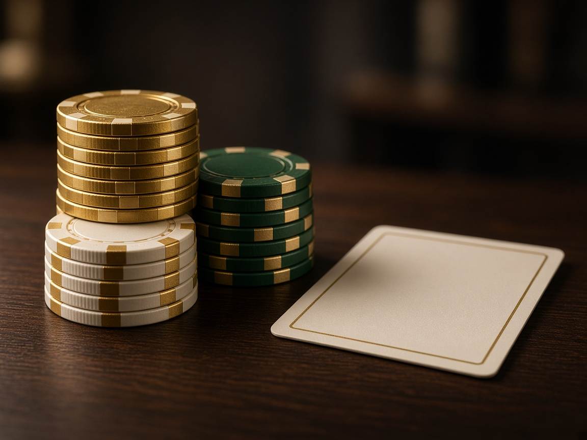 Jetons et carte sur bois sombre